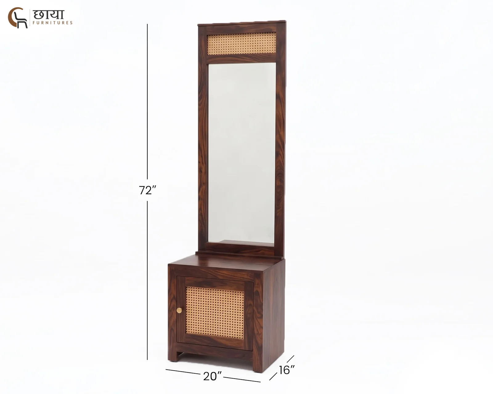 Evara Sheesham Wood Dressing Table (Walnut Finish) — dim 2