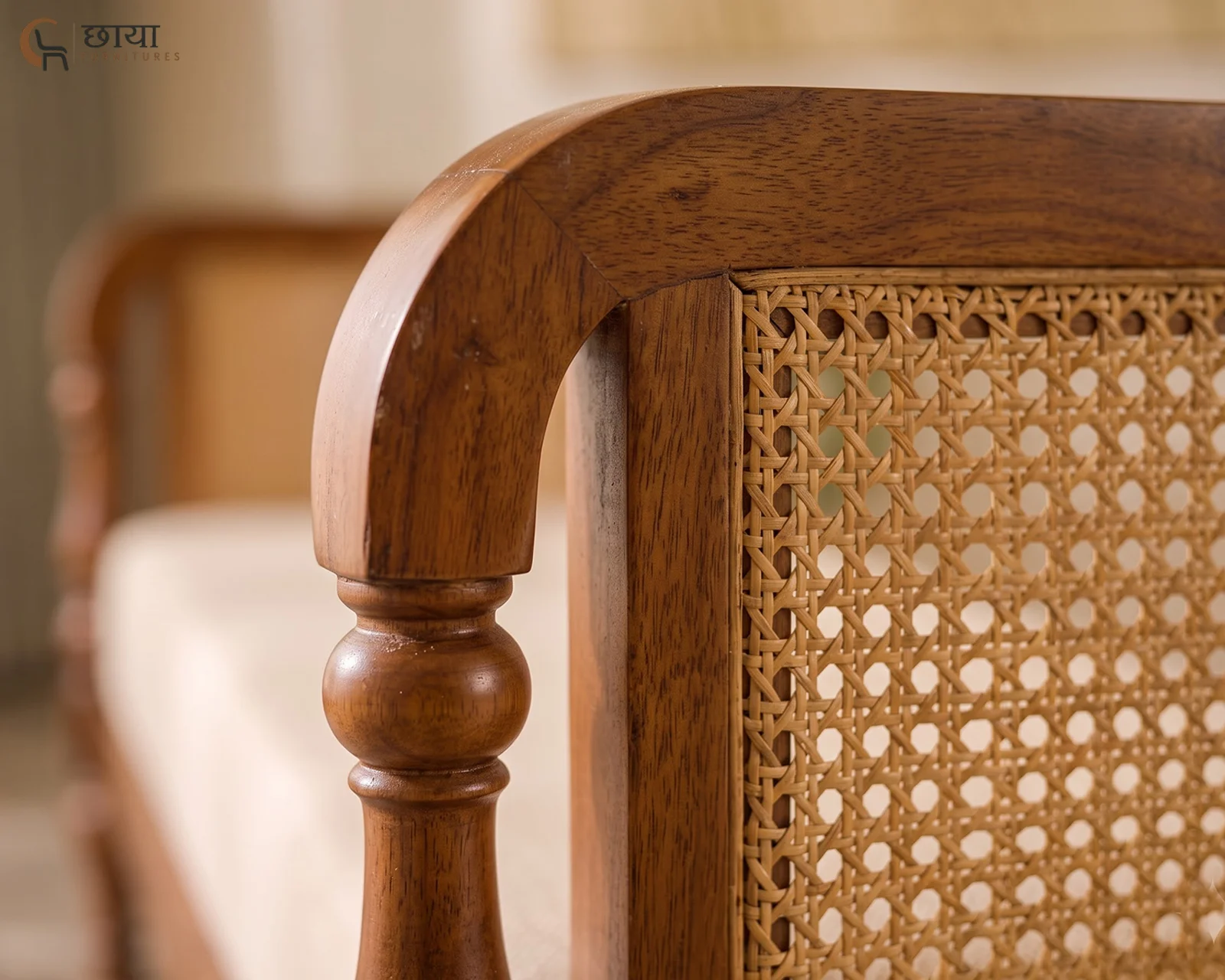 Aarohi Rattan Bench (Honey Finish) — 18