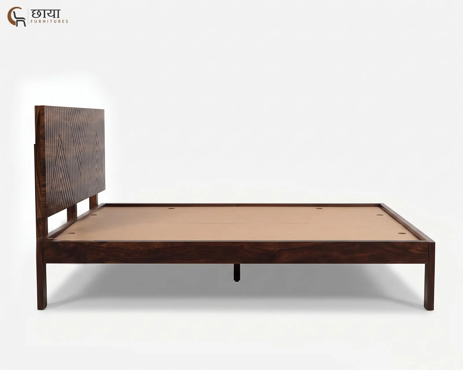 Jonas Sheesham Wood Bed Without Storage (King Size, Walnut Finish) — 8