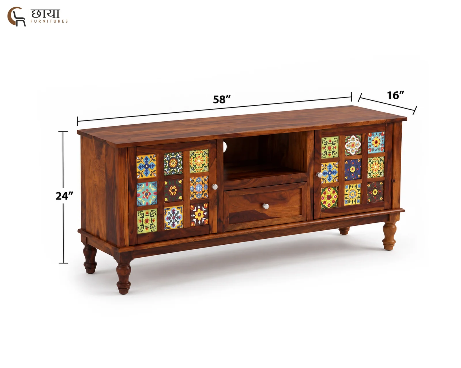 Alvara TV Unit (Honey Finish) — dim 8