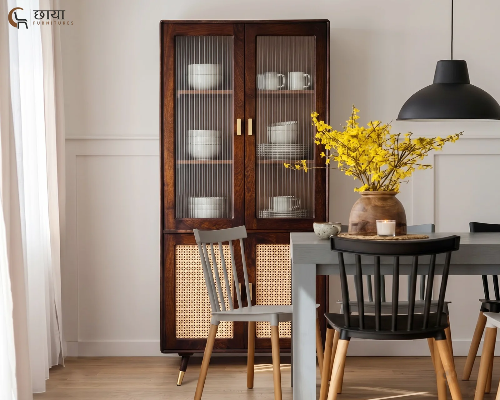 Jerald Sheesham Wood Kitchen Cabinet (Walnut Finish) — 10