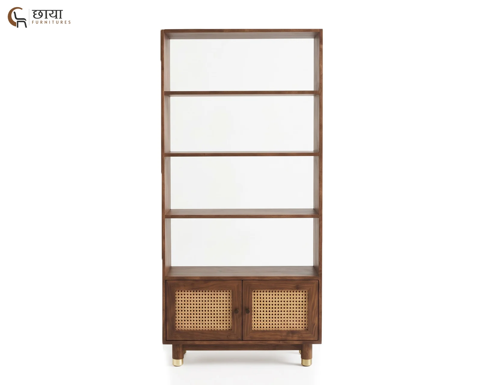 Nemili Book Shelf With Cane (Mango Wood, Teak Finish) — 2