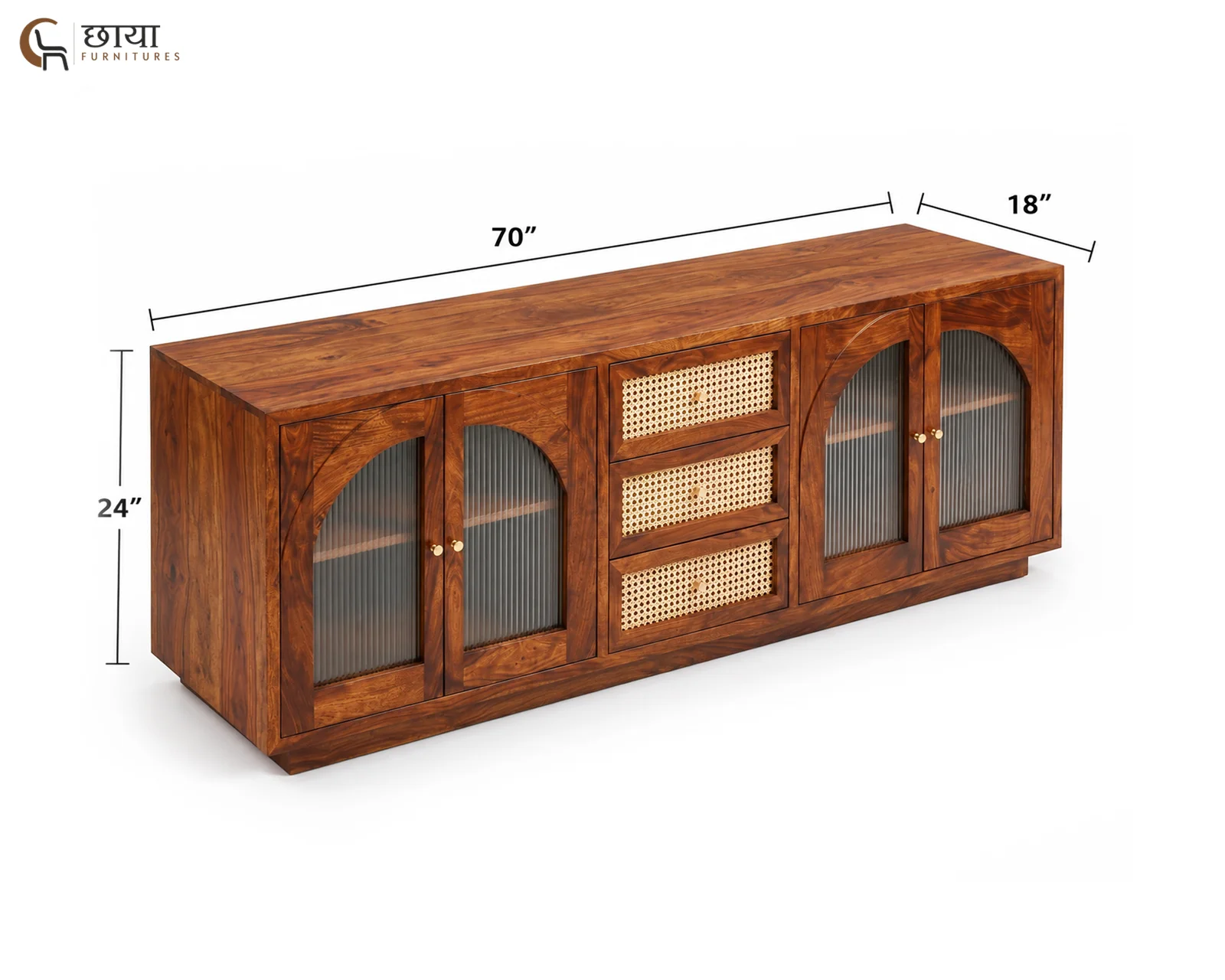 Zayn TV Unit (Teak Finish) — dim 3