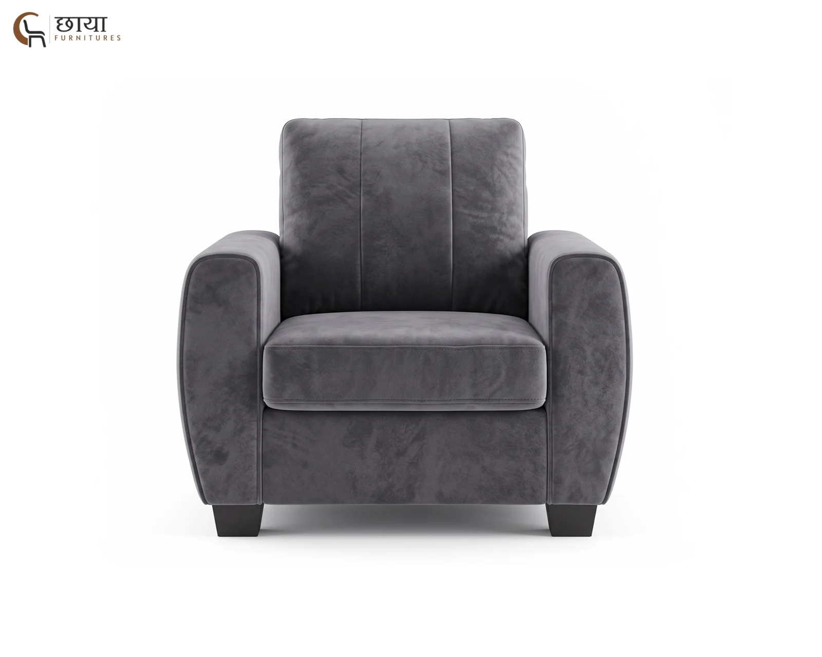 Edan Single Seater Fabric Sofa (Grey) — 3