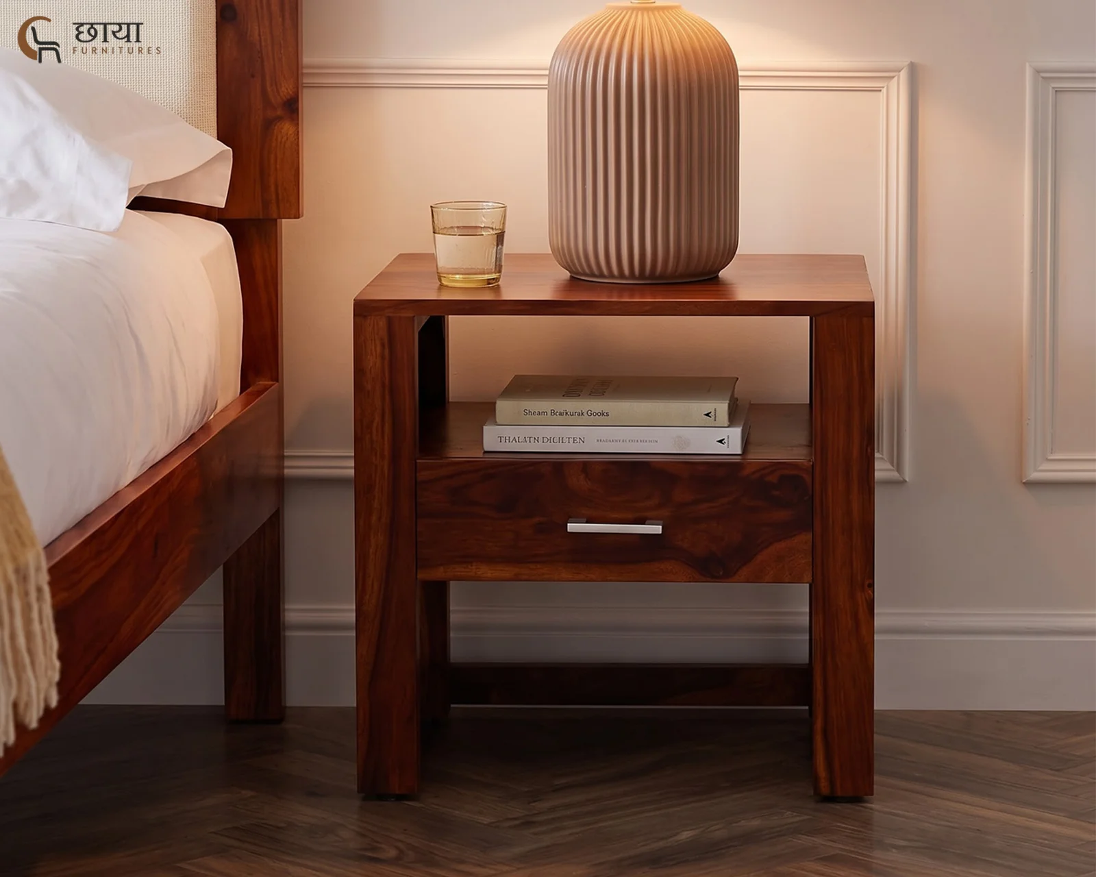 Riya Bedside Table (Honey Finish) — 8