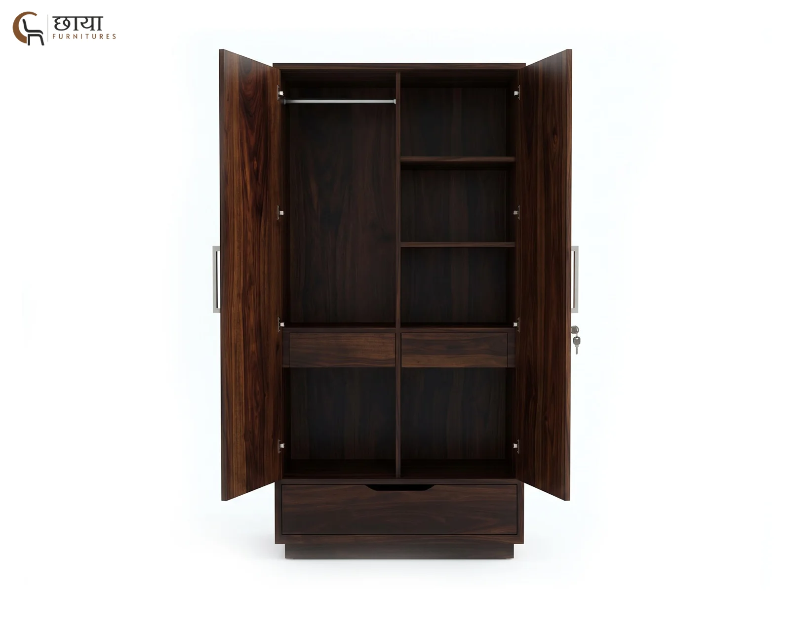 Jimbeam 2 Door Wardrobe (Walnut Finish) — 5