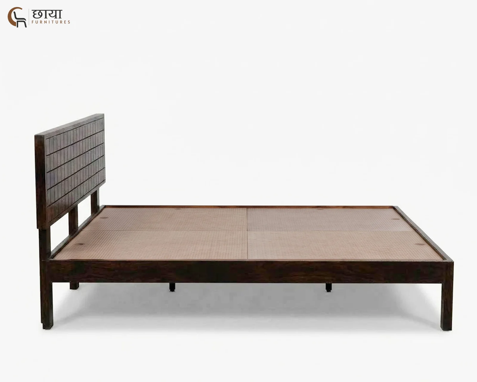 Denver Sheesham Wood Bed Without Storage (Queen Size, Walnut Finish) — 4
