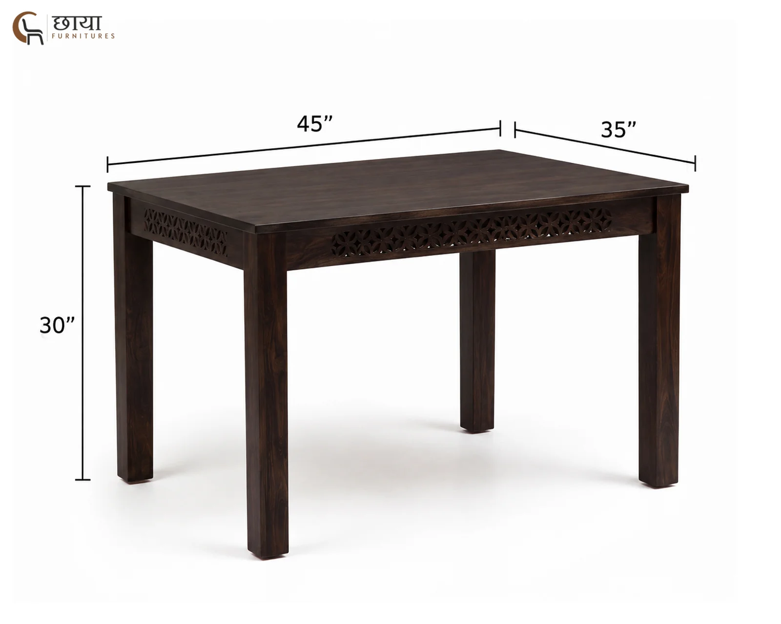 Luxe 4 Seater Dining Table Set With Bench (Walnut Finish) — 54