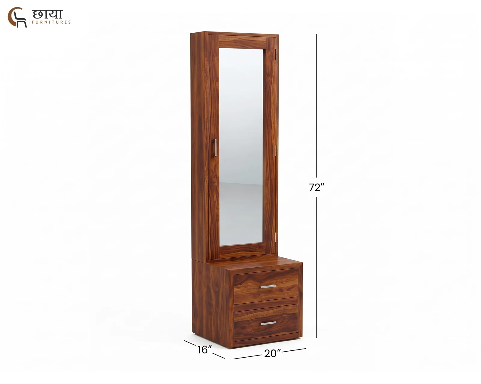 Aarav Sheesham Wood Dressing Table (Honey Finish) — dim 2