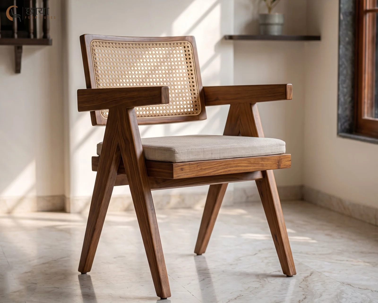 Grace Dining Chair (Teak Finish) — front