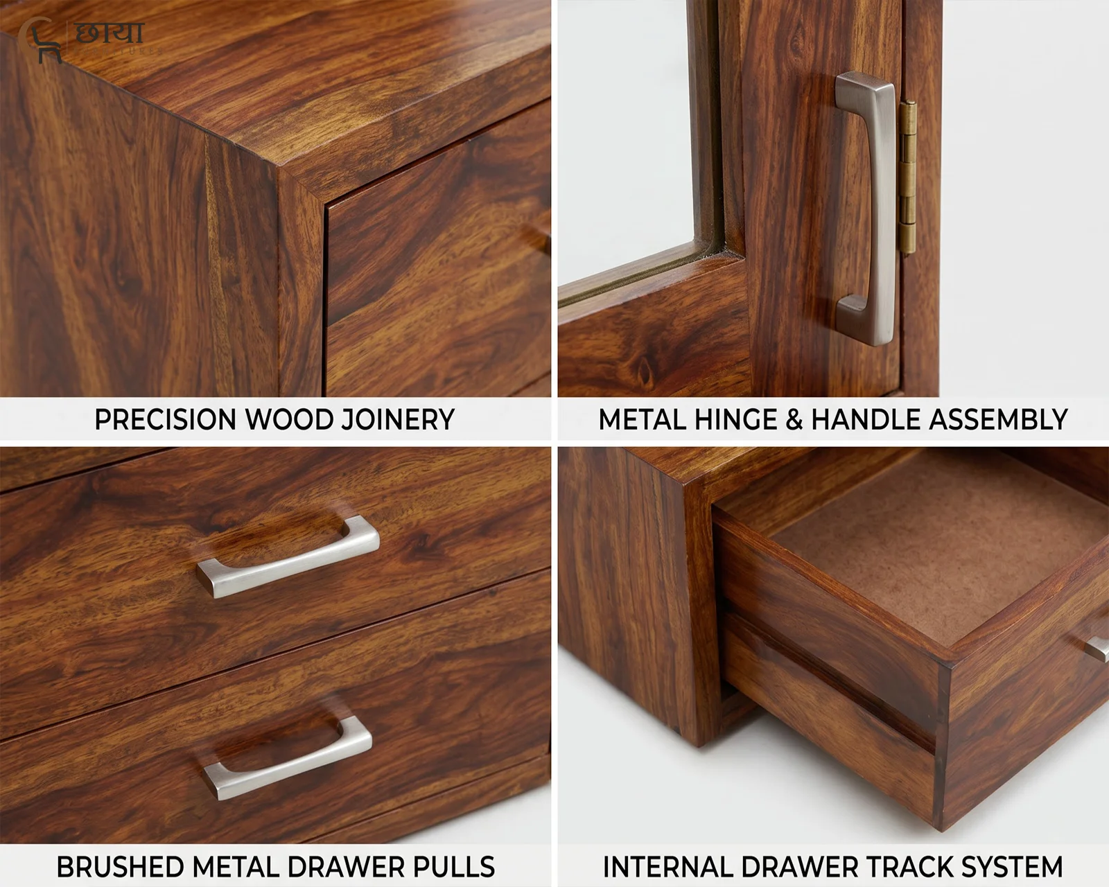 Aarav Sheesham Wood Dressing Table (Honey Finish) — 11