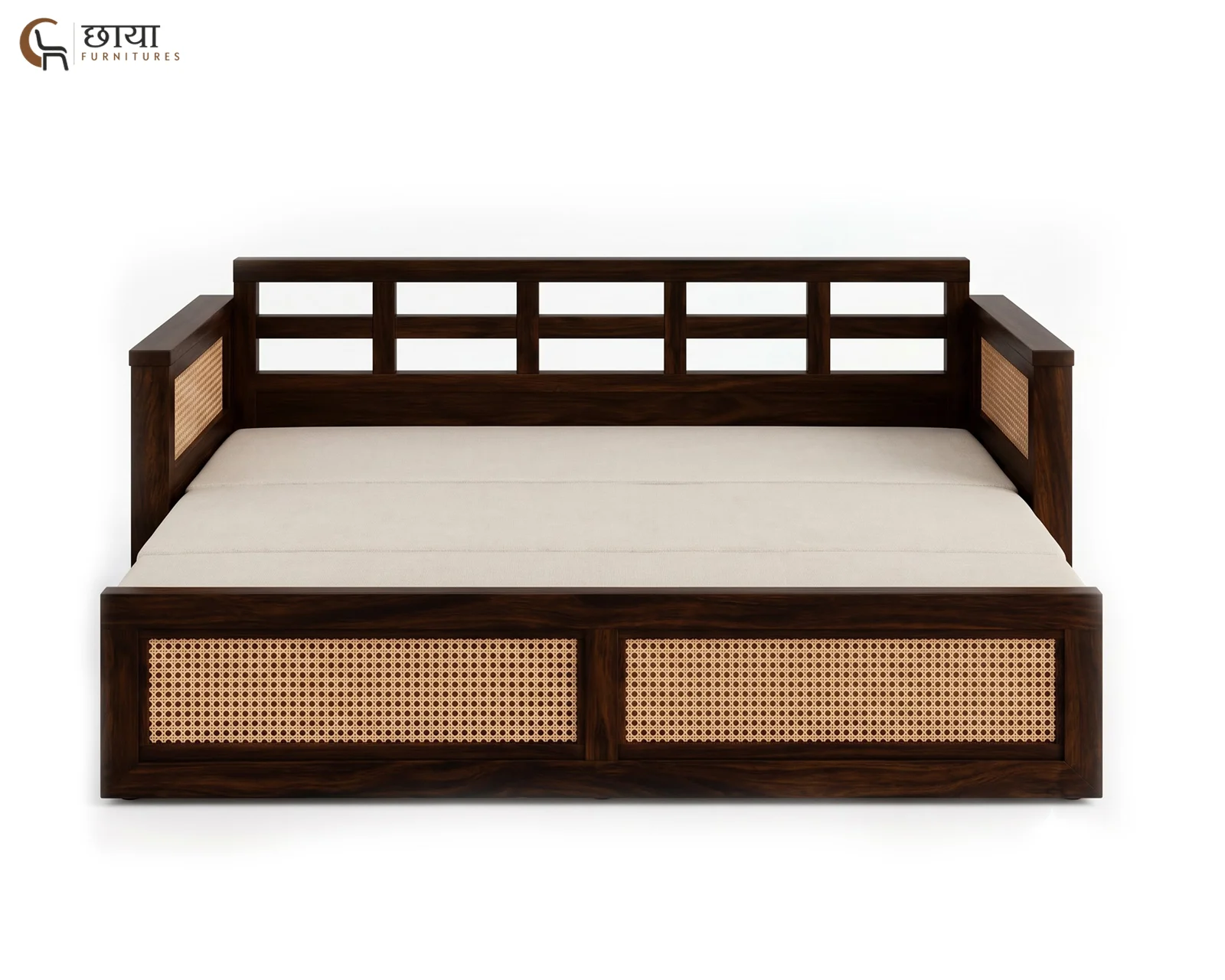 Marshal Wooden Sofa Cum Bed (King Size, Walnut Finish) — 8