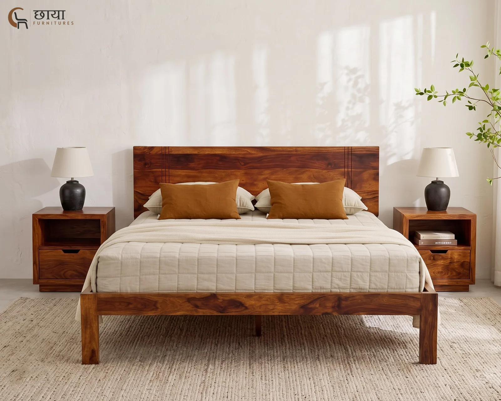 Martha Sheesham Wood Bed Without Storage (King Size, Honey Finish) — 13