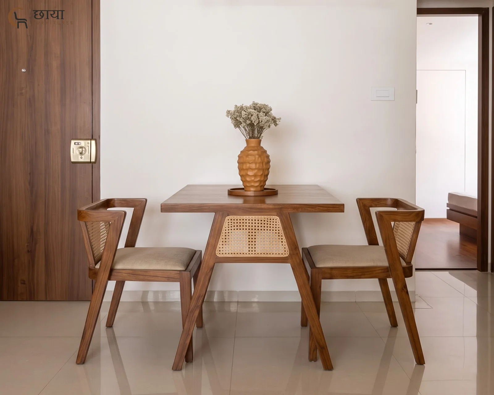 Ryder 2 Seater Dining Set (Mango Wood, Teak FInish) — 11