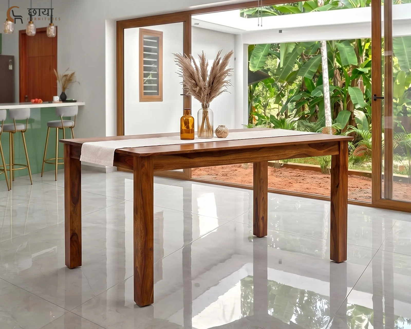 Velora 6 Seater Dining Table Set (Honey Finish) — 13
