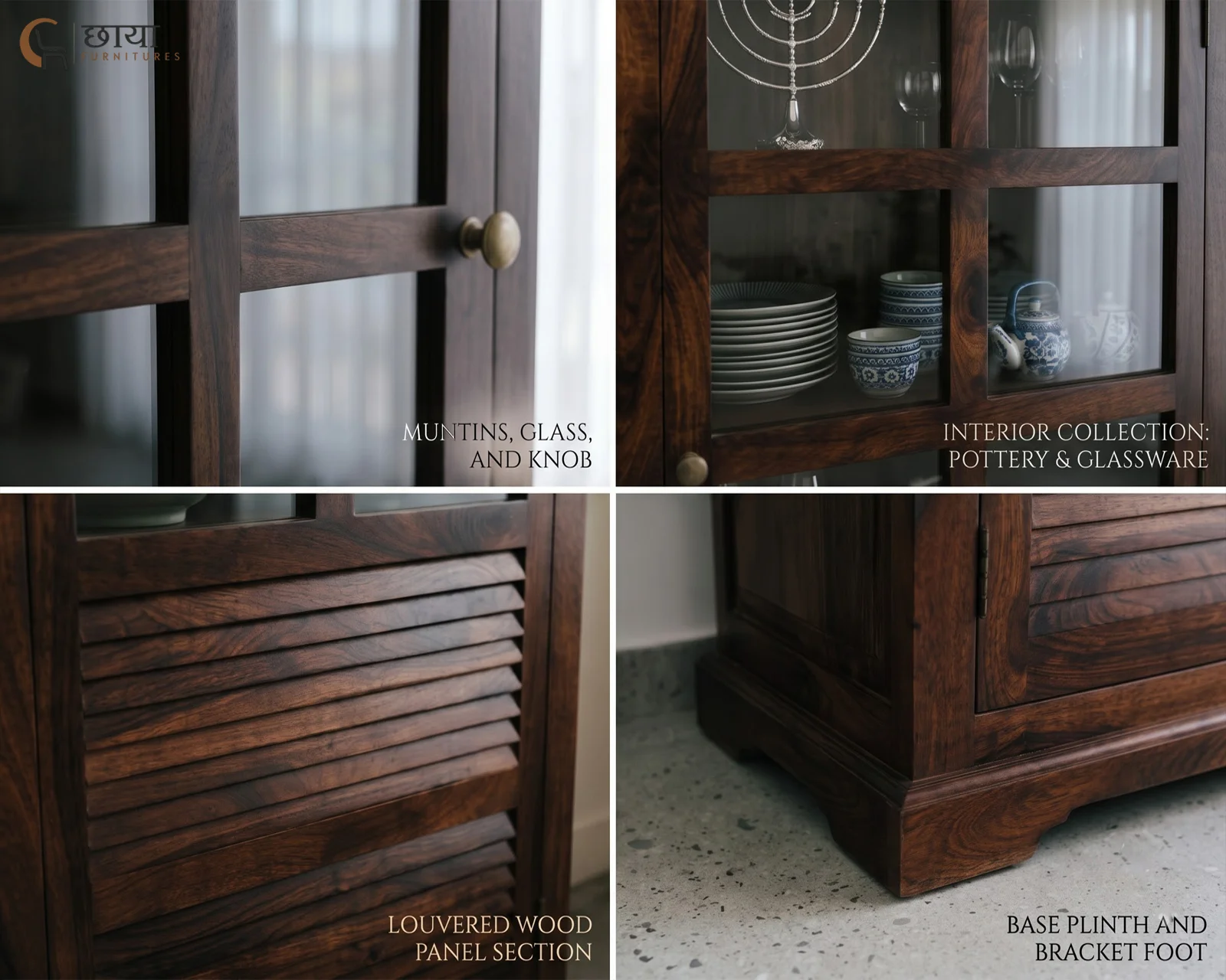 Steve Sheesham Wood Kitchen Cabinet (Walnut Finish) — 18