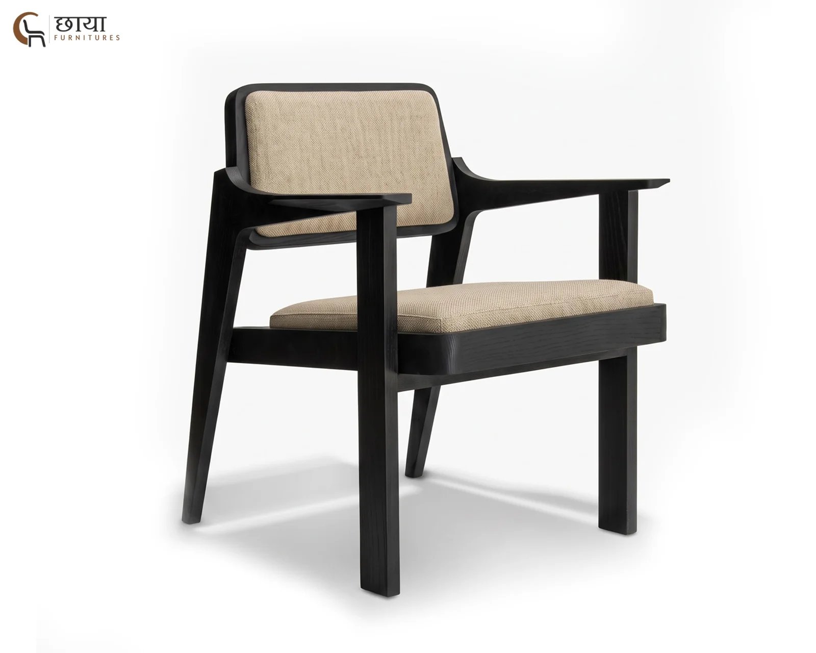 Saul Arm Chair (Black Finish, Cream) — 2