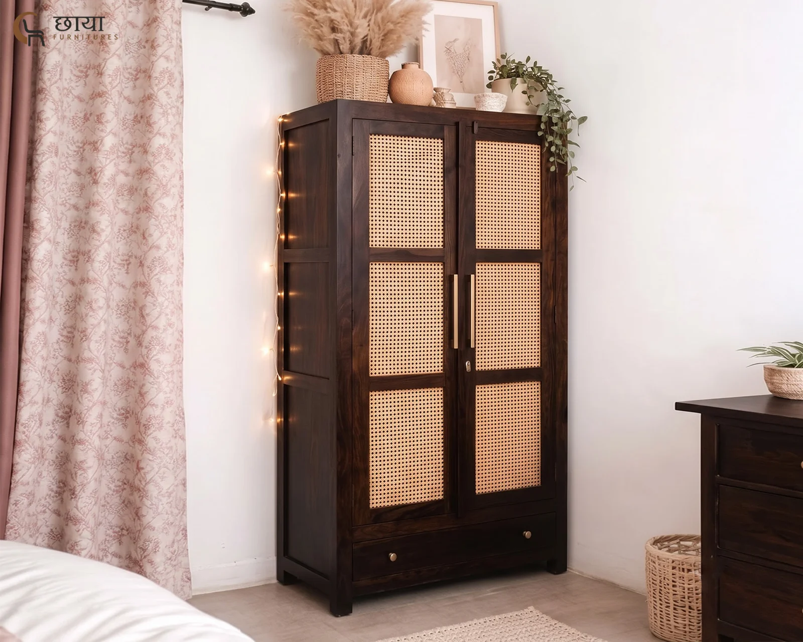 Rabel 2 Door Wardrobe (Walnut Finish) — front (2)
