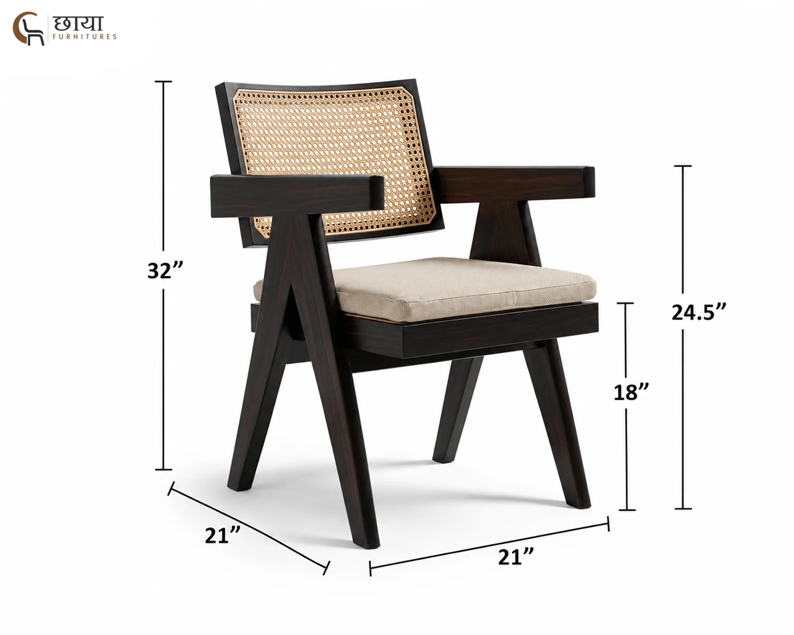 Mike Arm Chair (Black Finish) — dim 9
