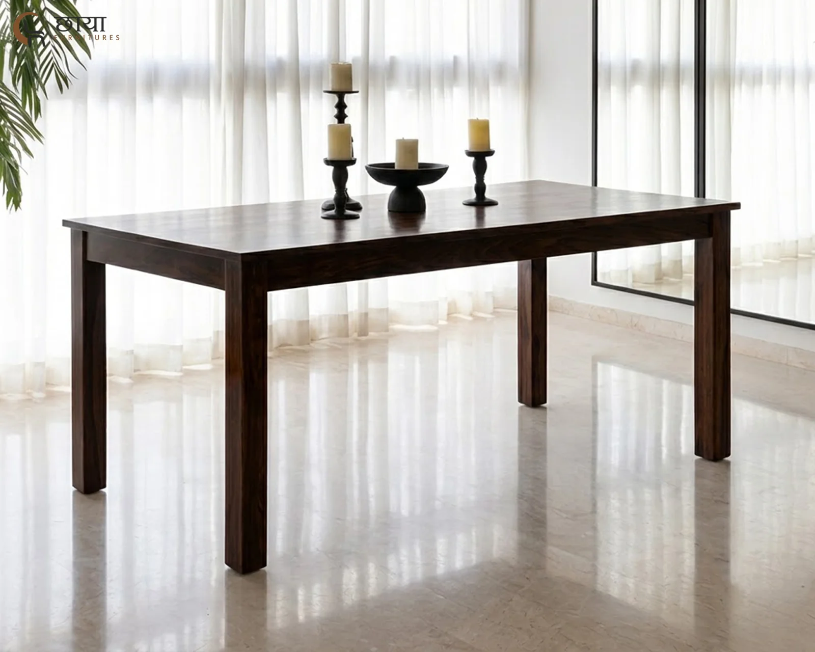 Utsav 6 Seater Dining Table (Walnut Finish) — 10