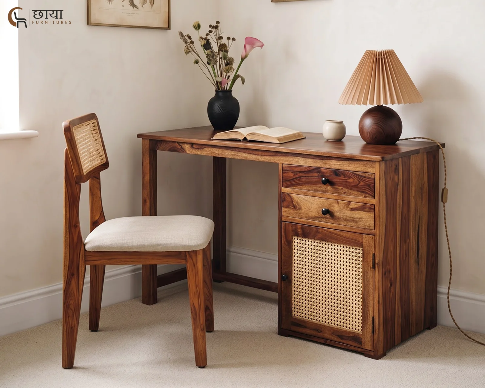 Walter Study Table (Teak Finish) — front 1