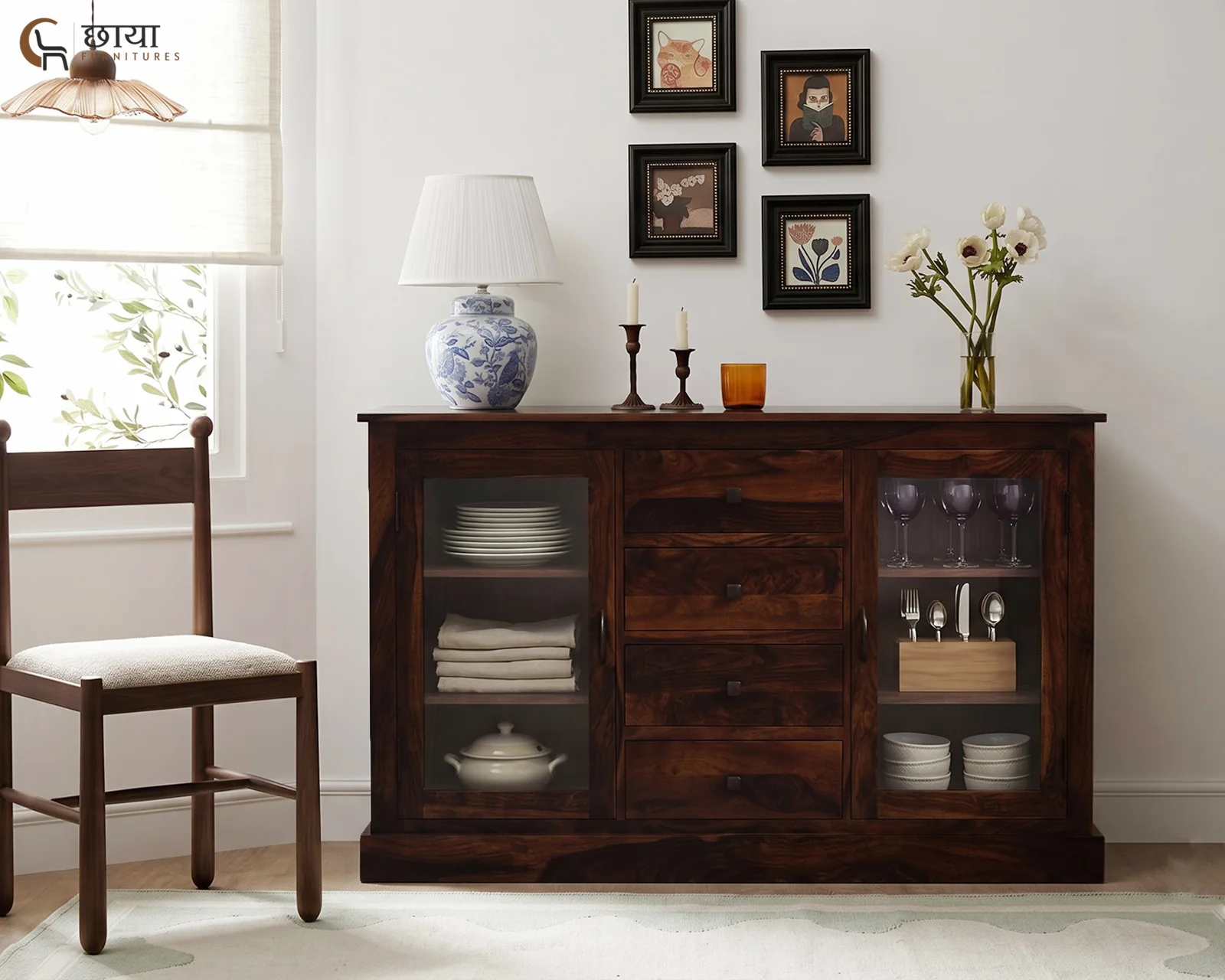 Logan Sheesham Wood Sideboard (Walnut Finish) — 10