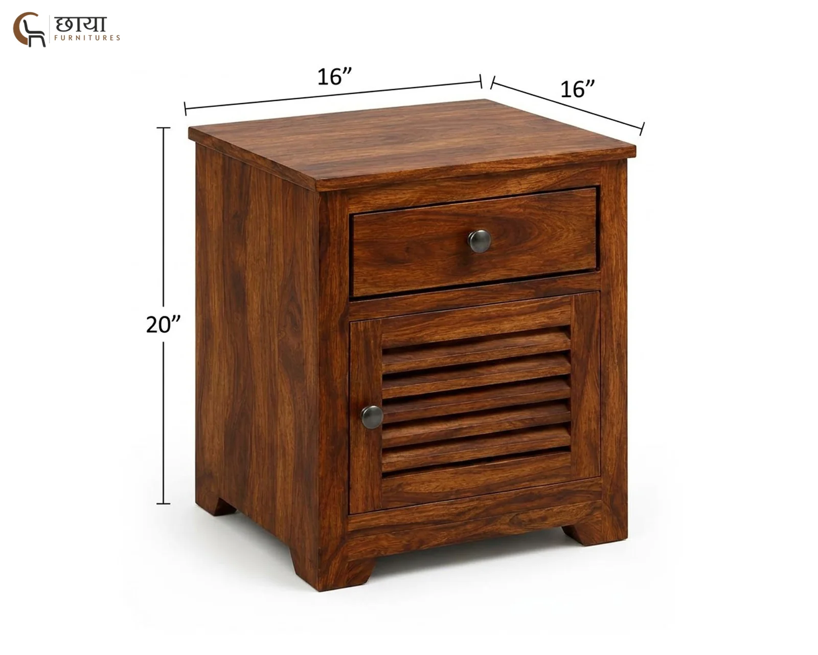 Riyasat Bedside Table (Honey Finish) — dim 1