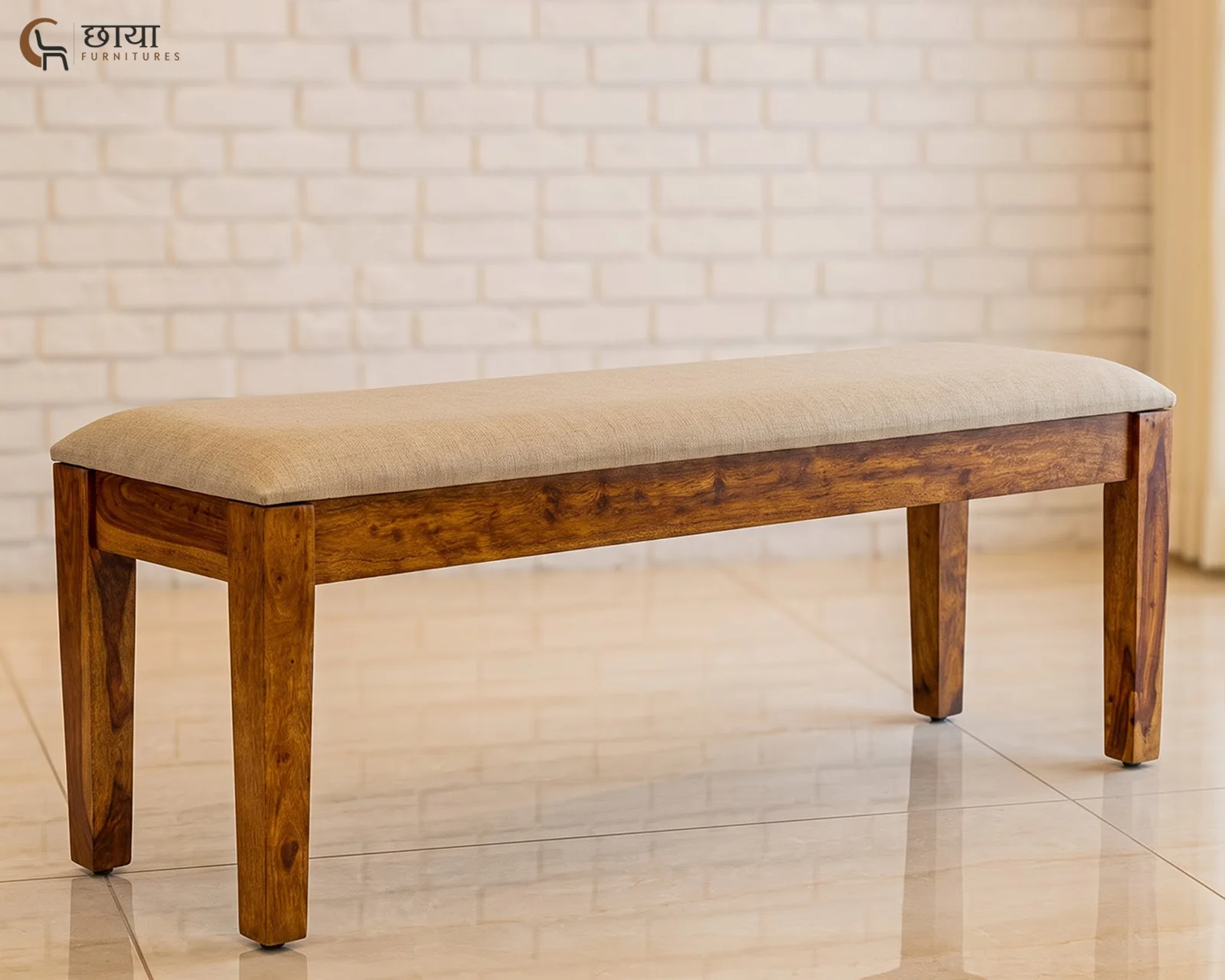 Riwaaz Dining Bench (Honey Finish) — 102