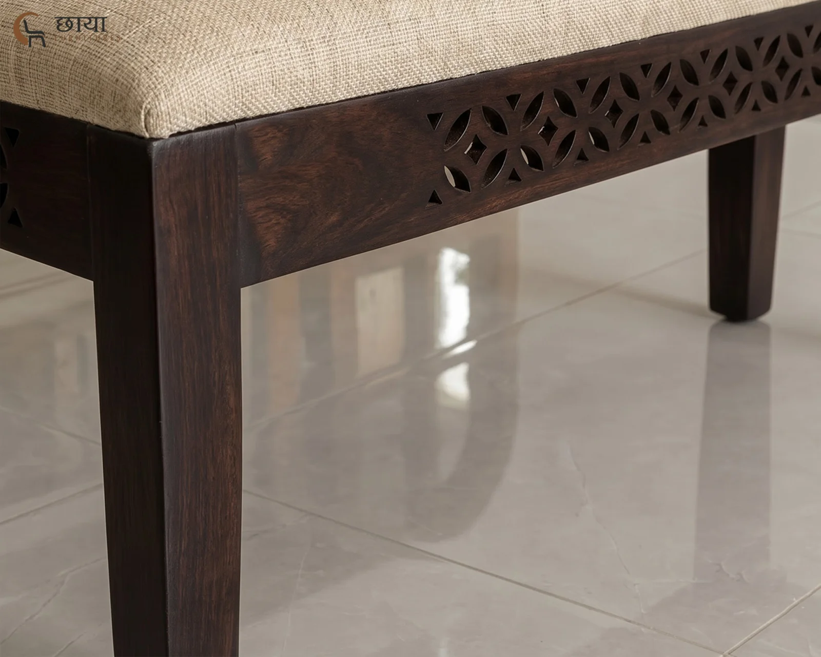 Luxe Dining Bench (Walnut Finish) — 09