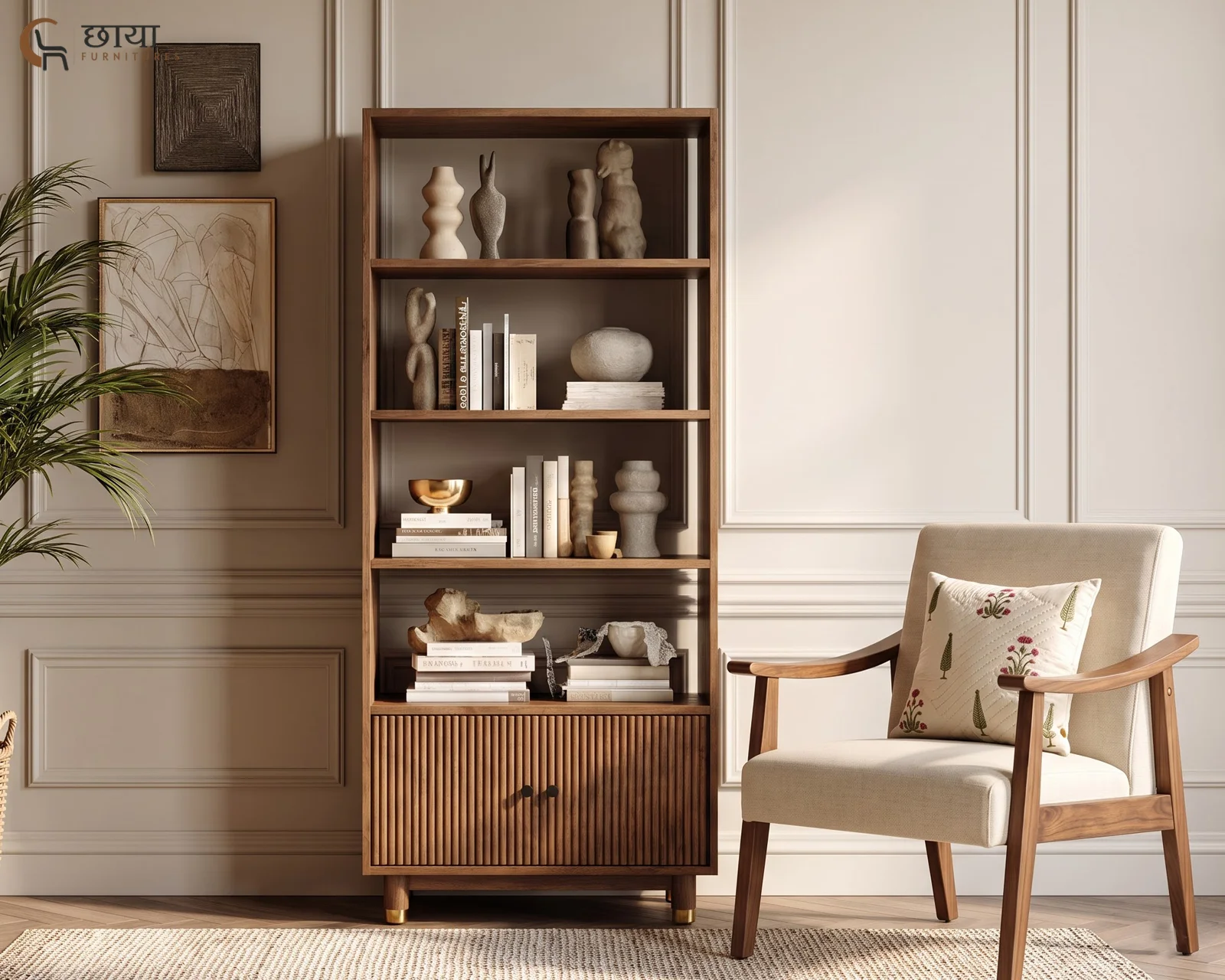 Nemili Book Shelf (Mango Wood, Teak Finish) — 5