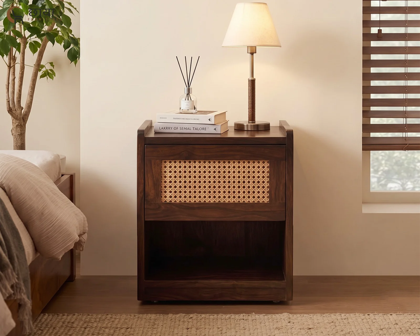 Nivas Bedside Table (Walnut Finish) — 8