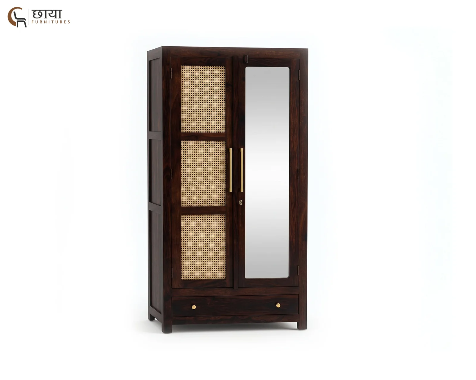 Rabel 2 Door Wardrobe With Mirror (Walnut Finish) — 4
