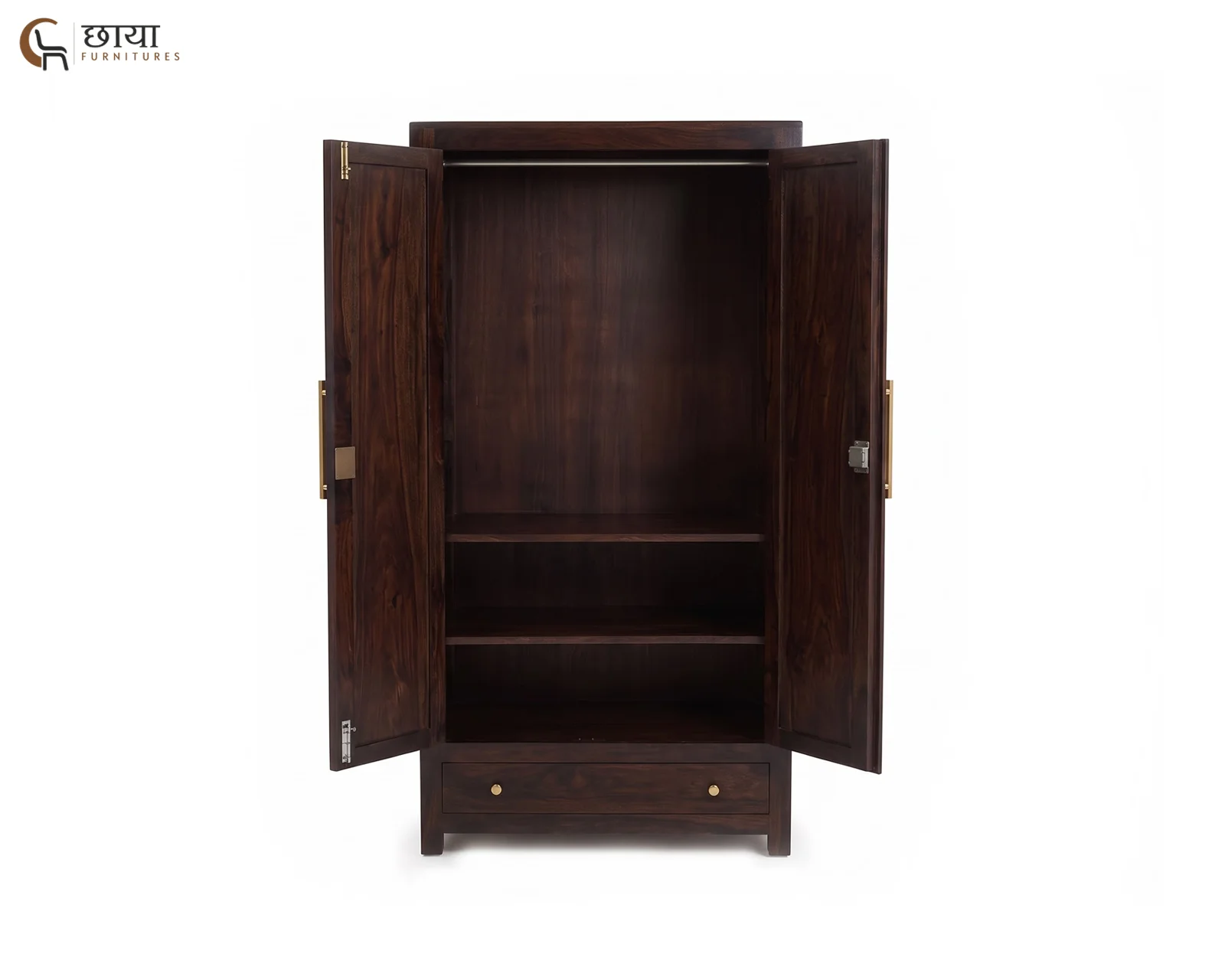 Rabel 2 Door Wardrobe With Mirror (Walnut Finish) — 5