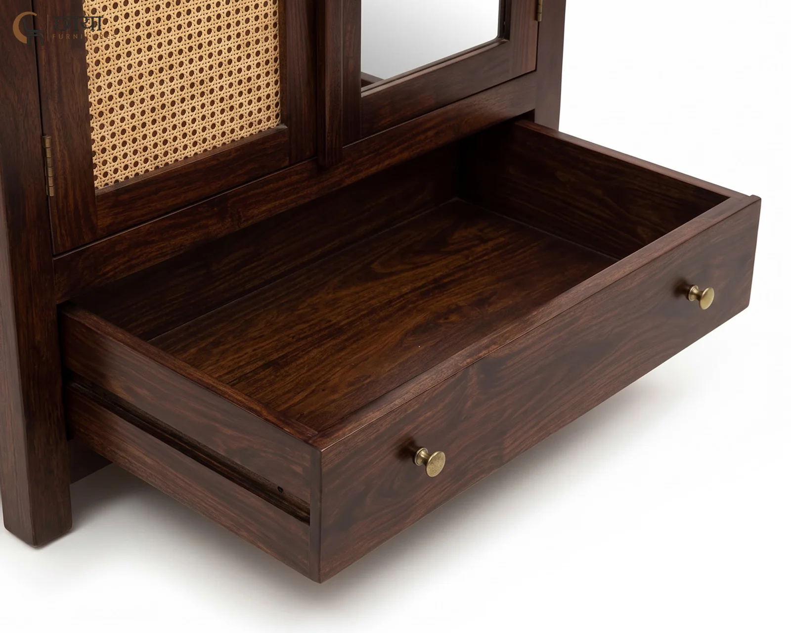 Rabel 2 Door Wardrobe With Mirror (Walnut Finish) — 15