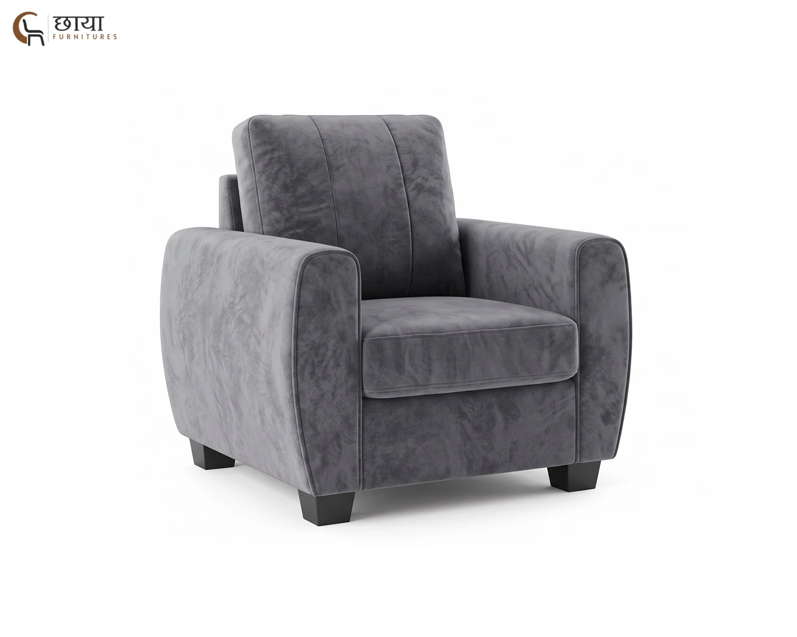 Edan Single Seater Fabric Sofa (Grey) — 2