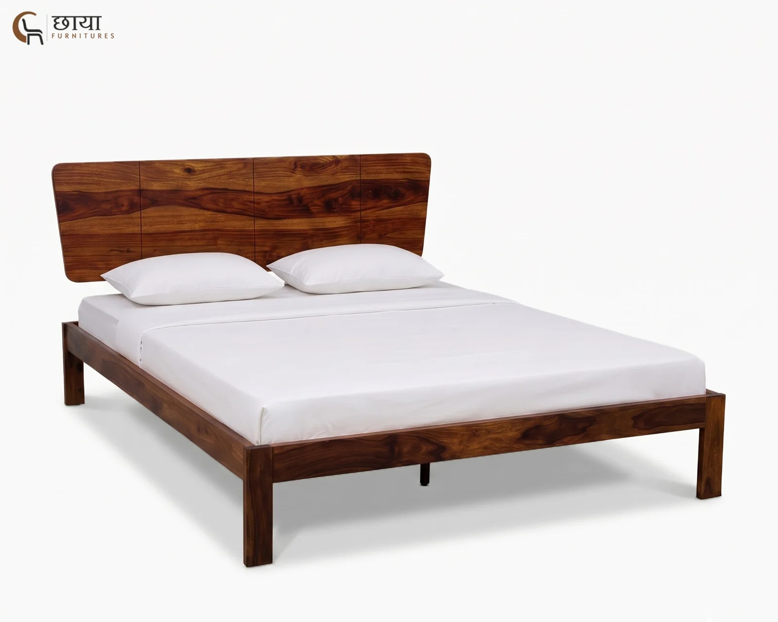 Veer Sheesham Wood Bed Without Storage (King Size, Honey Finish) — 4