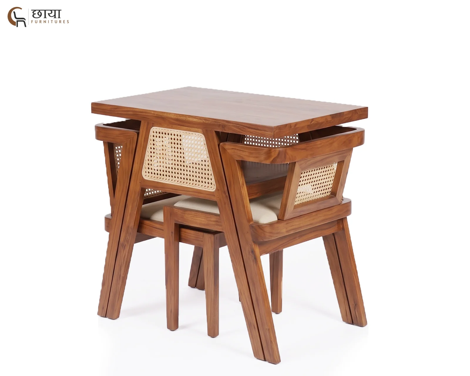 Ryder 2 Seater Dining Set (Mango Wood, Teak FInish) — 4