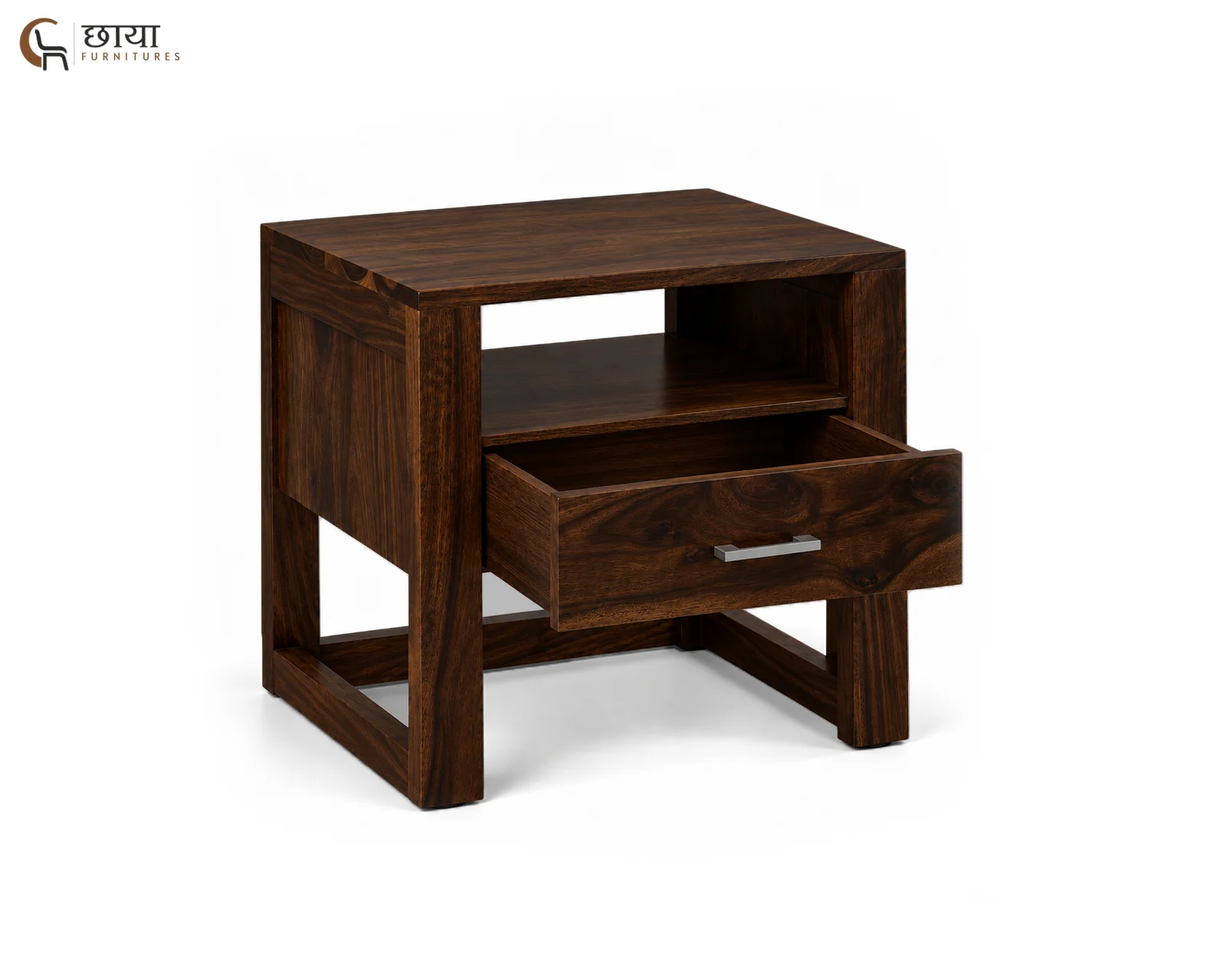 Riya Bedside Table (Walnut Finish) — 1