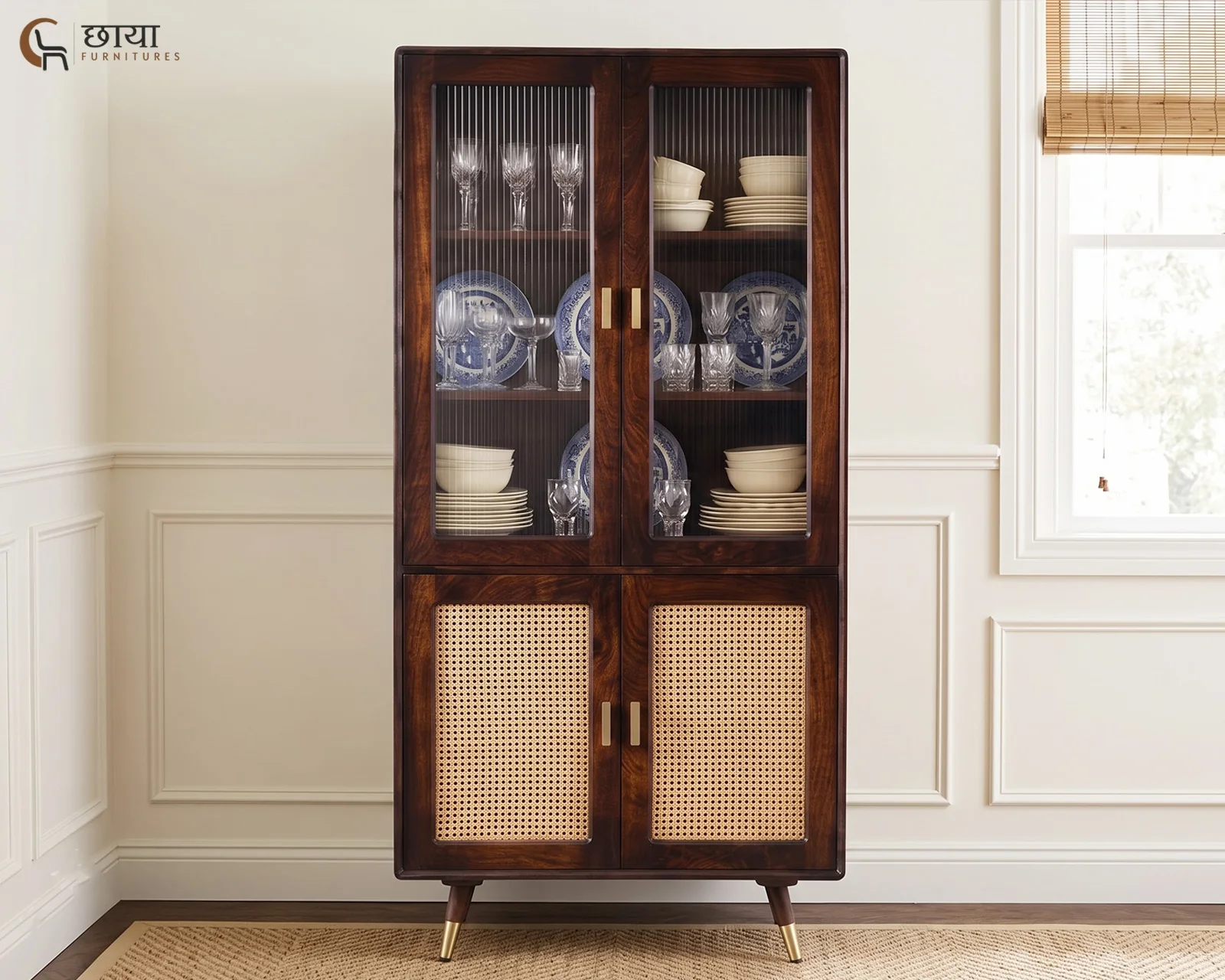 Jerald Sheesham Wood Kitchen Cabinet (Walnut Finish) — 13