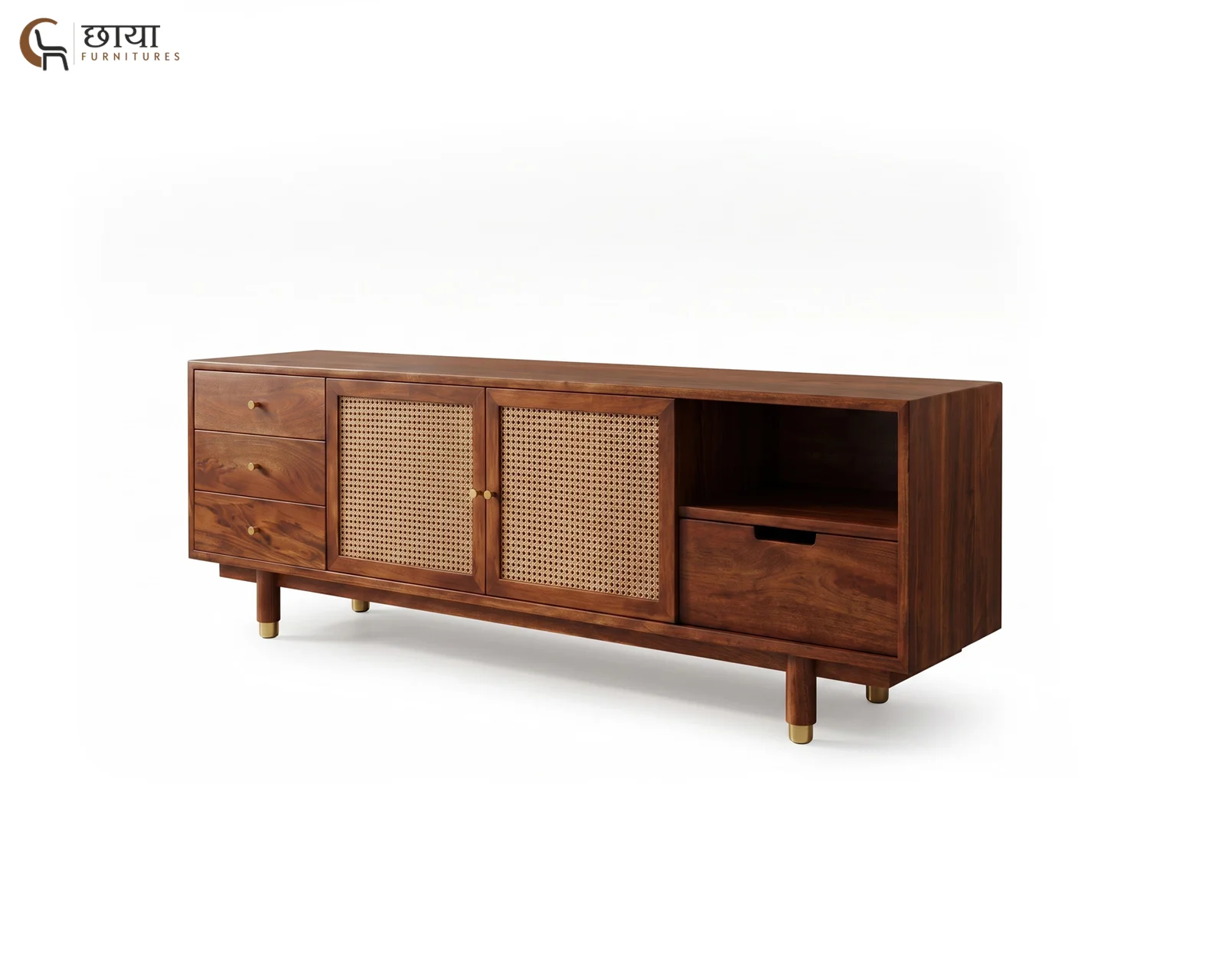 Milano Tv Unit (Teak Finish) — 4