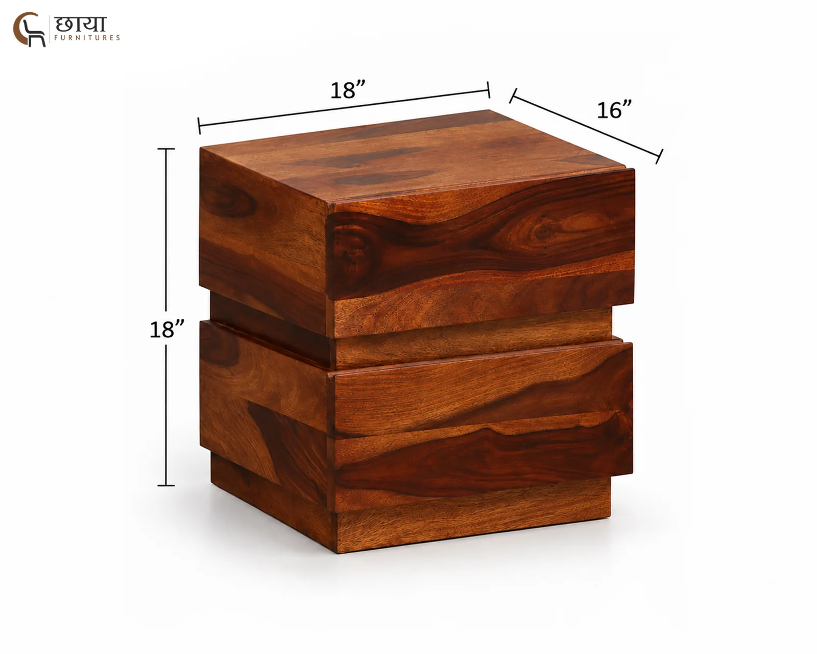 Orian Bedside Table (Honey Finish) — dim 2