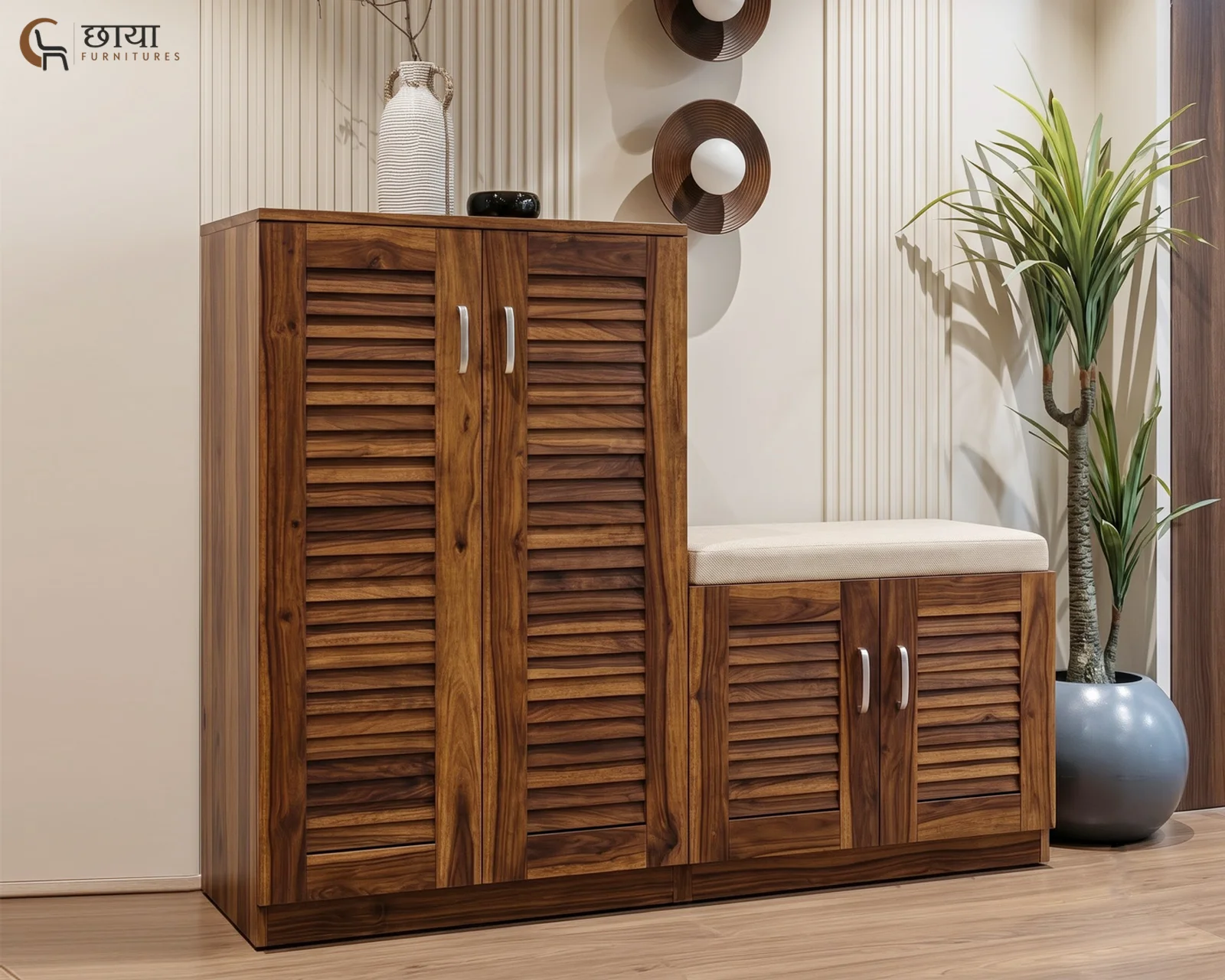 Veyra Shoe Rack (Honey Finish) — front (2)