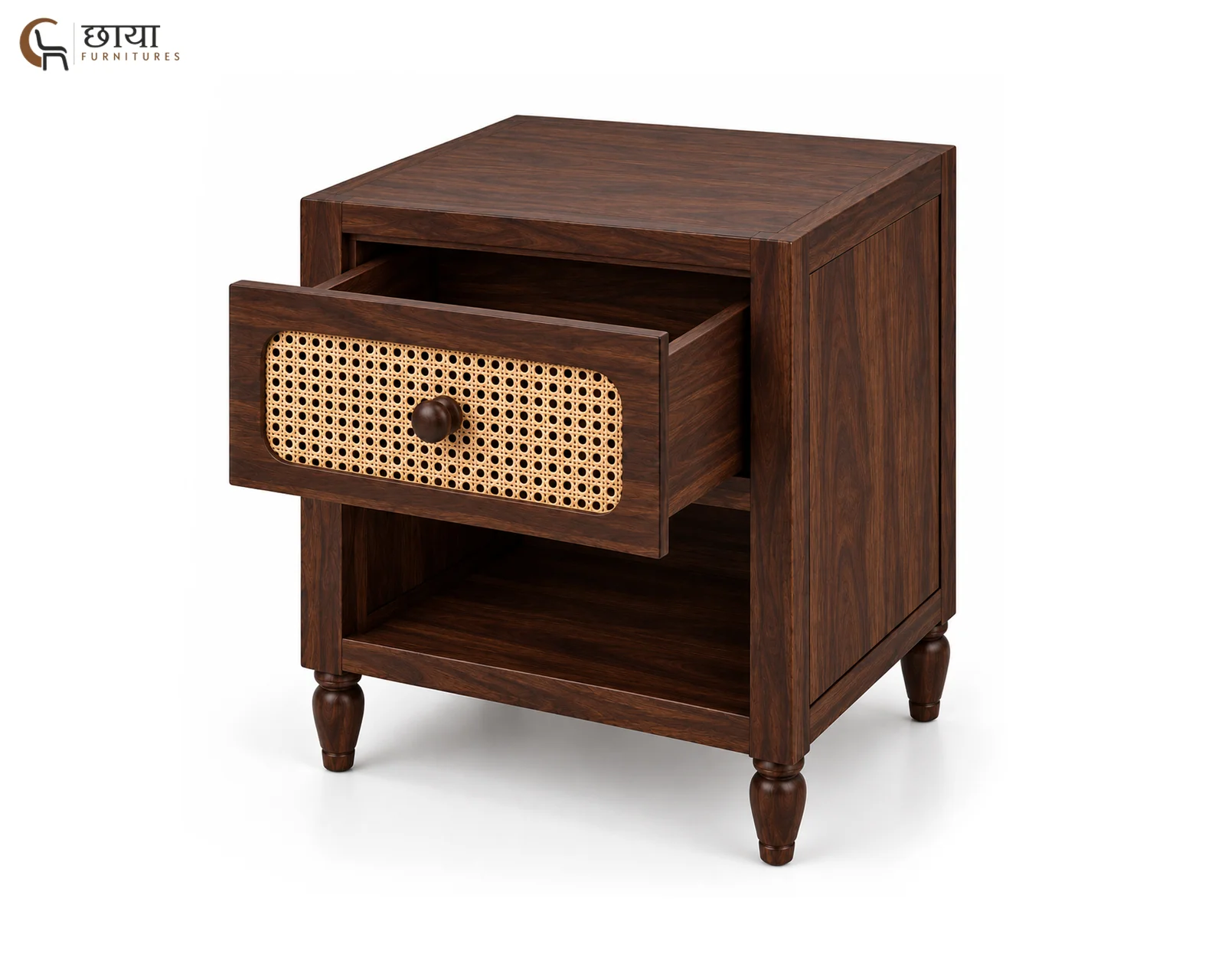 Samrat Bedside Table (Walnut Finish) — 2