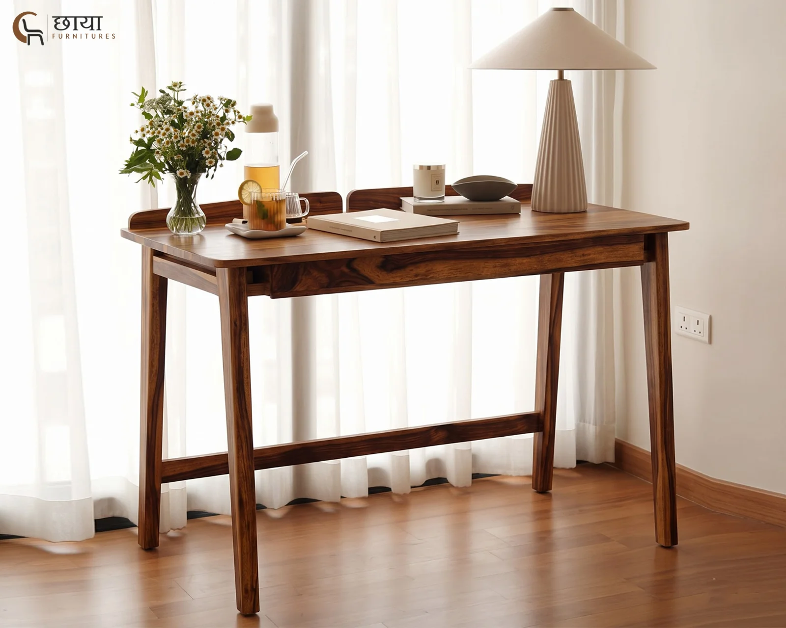 Rovan Study Table (Teak Finish) — 6