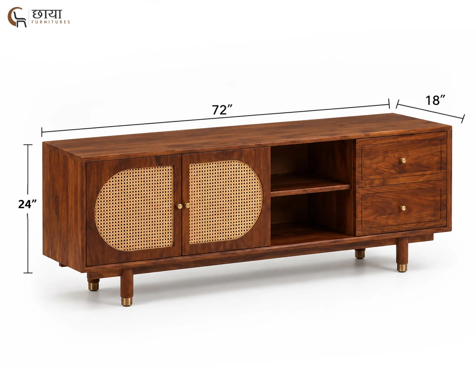 Serein Tv Unit (Teak Finish) — dim 1