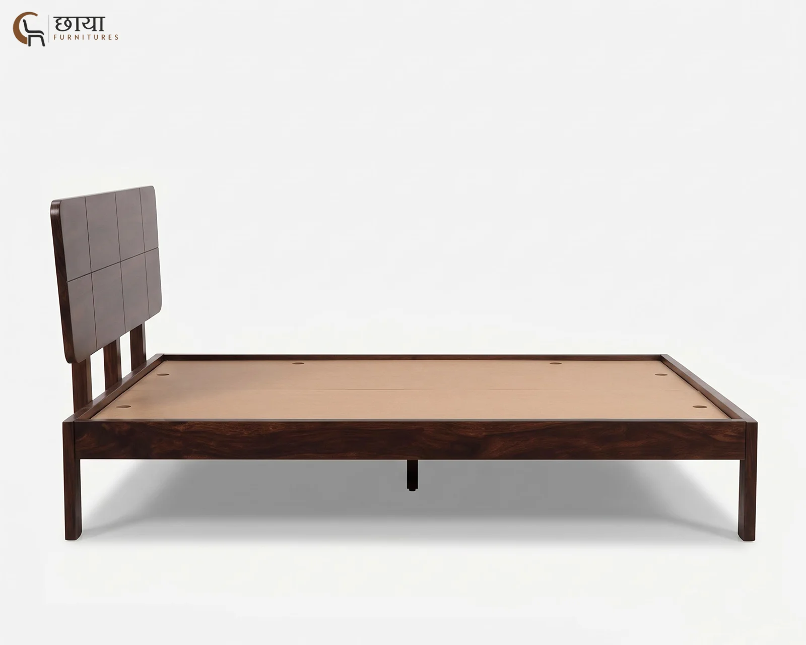 Veer Sheesham Wood Bed Without Storage (King Size, Walnut Finish) — 10