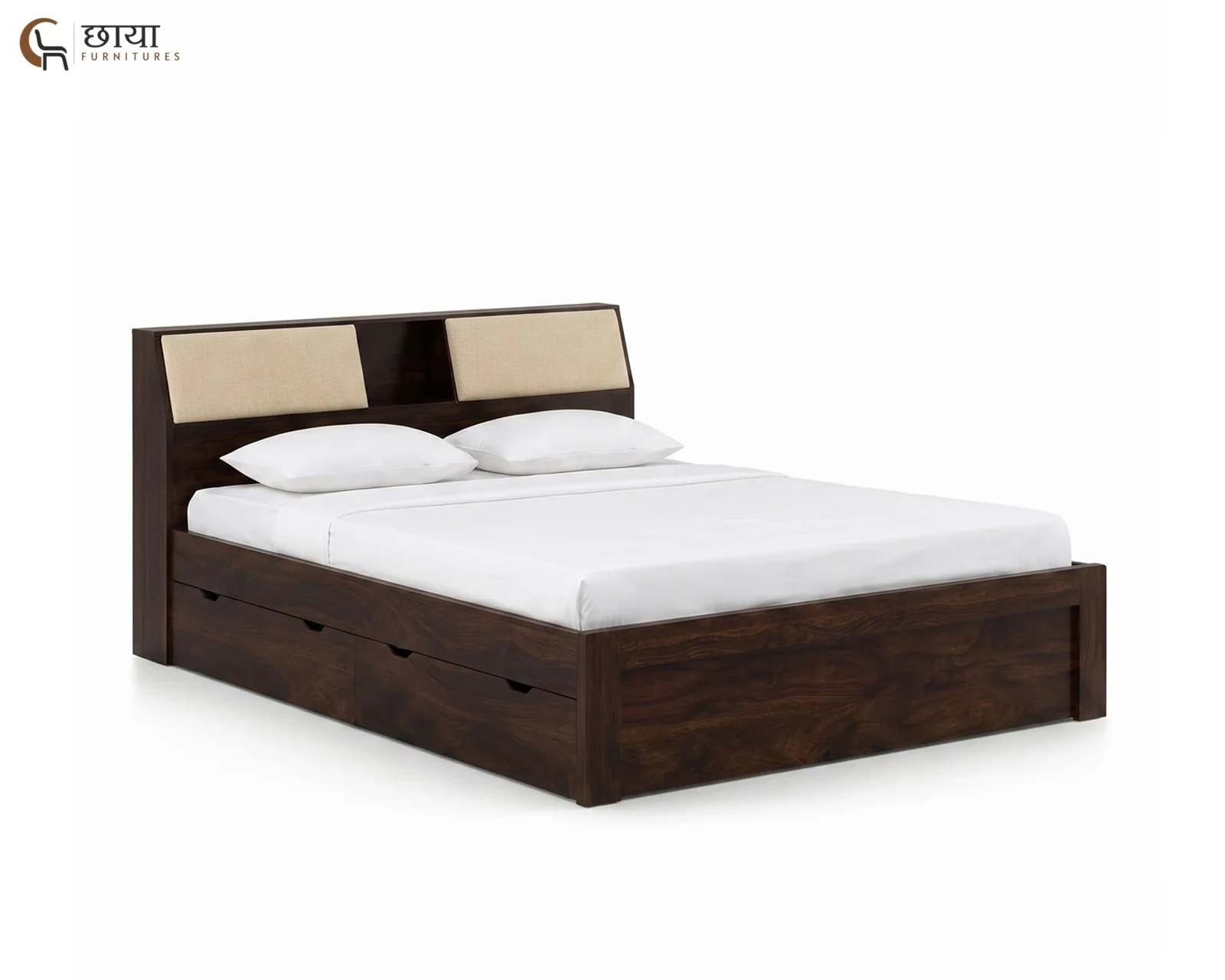 Darbar Sheesham Wood Bed With Drawer Storage (Queen Size, Walnut Finish) — 26