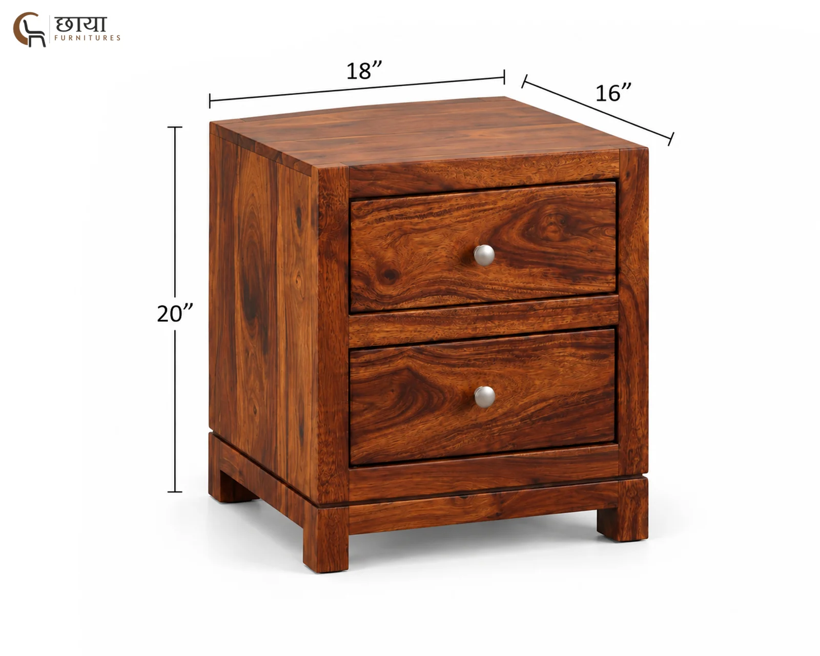 Nidra Bedside Table (Honey Finish) — dim 1