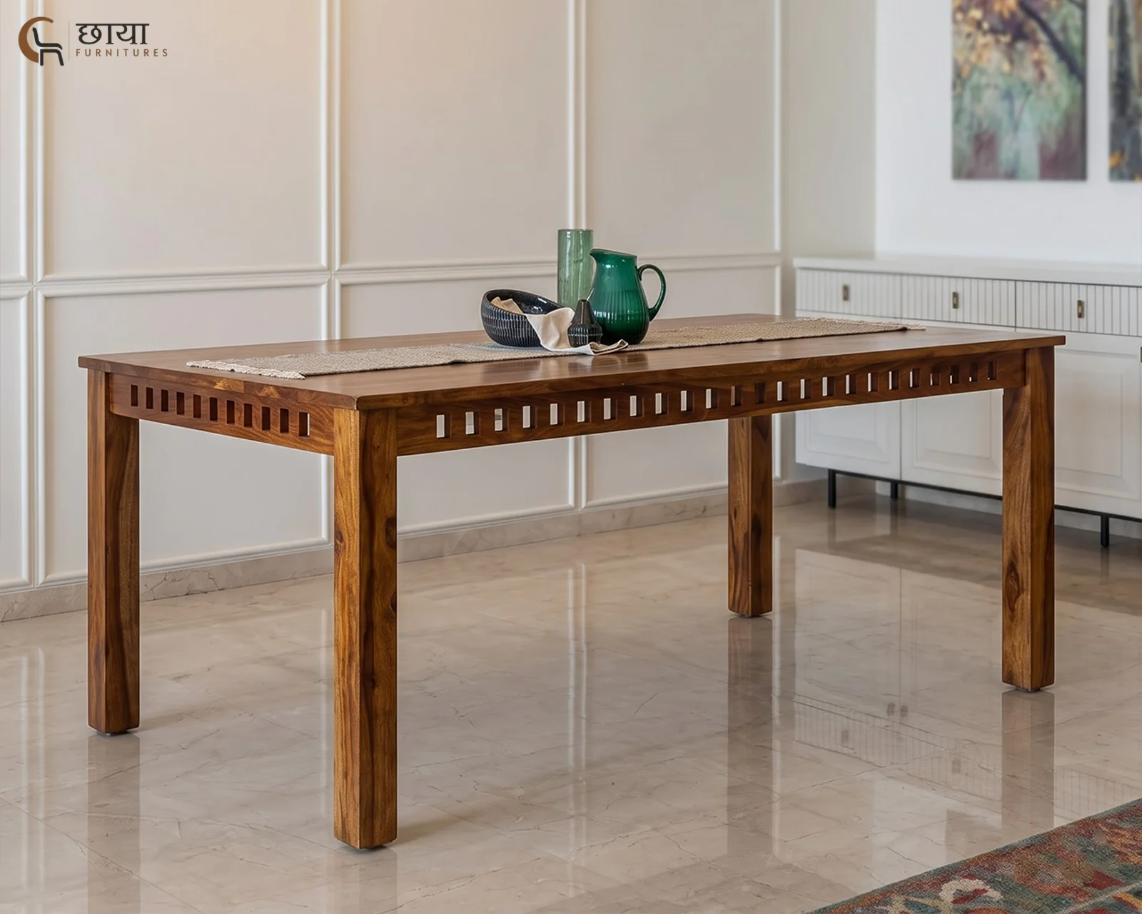Haven 6 Seater Dining Table Set (Honey Finish) — 3
