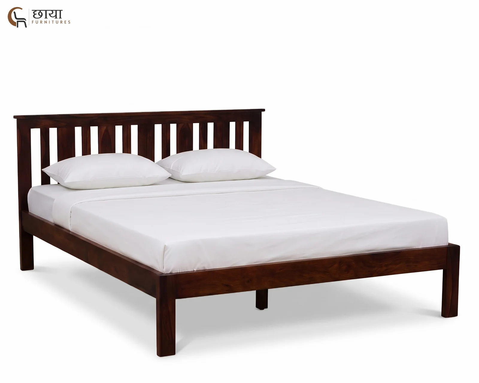Magnus Sheesham Wood Bed Without Storage (King Size, Walnut Finish) — 6